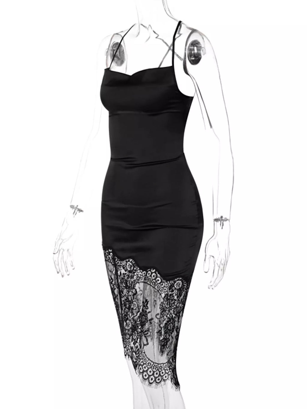 Satin sleeveless dress strap detail