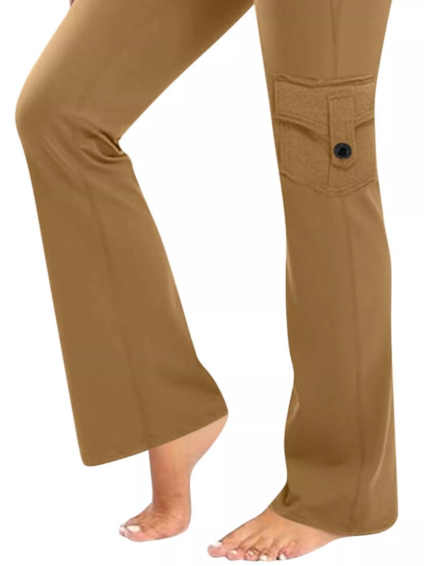 Yoga pants with pockets in purple styling view