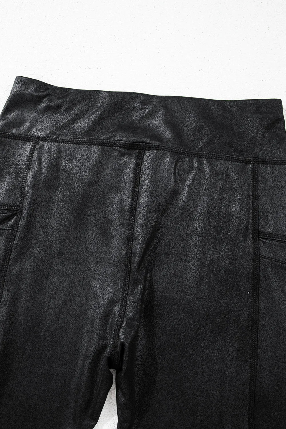 Black workout leggings full length view