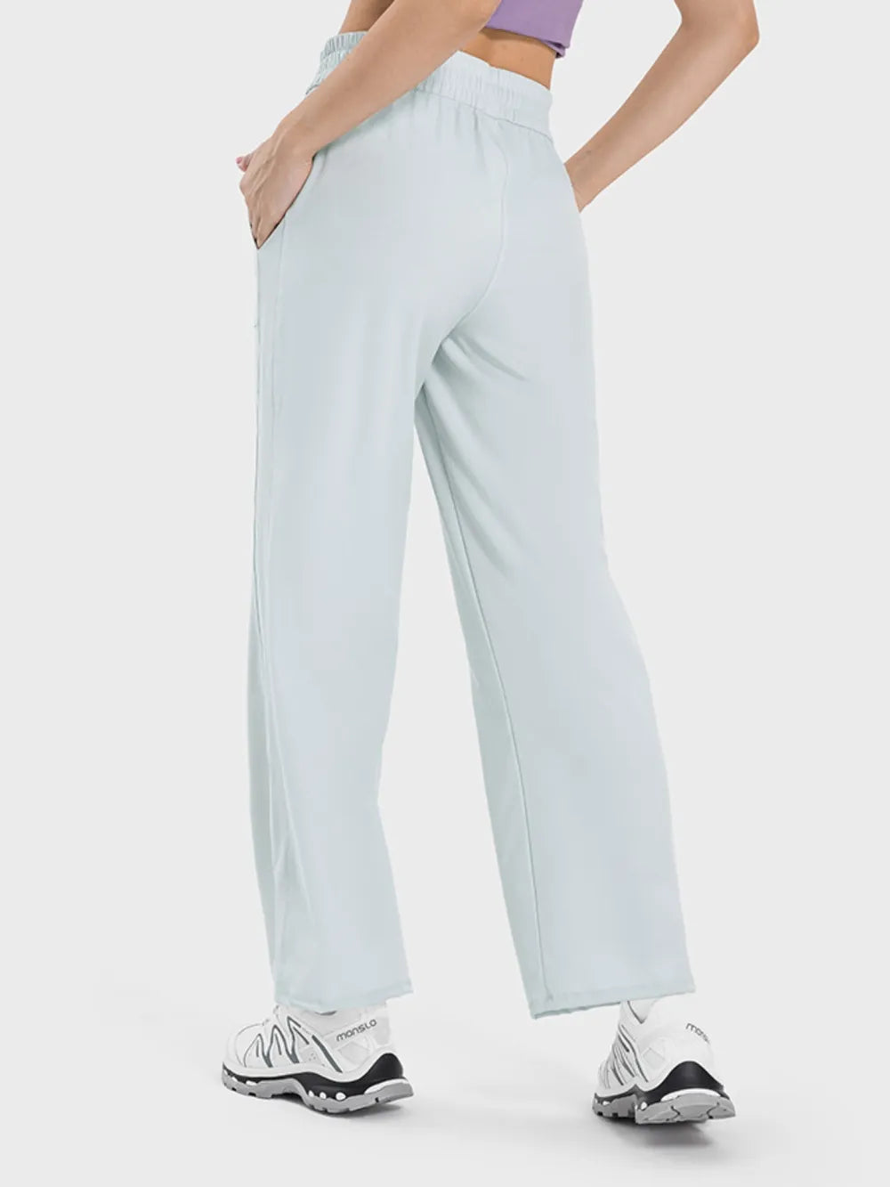 Black drawstring pocketed active pants