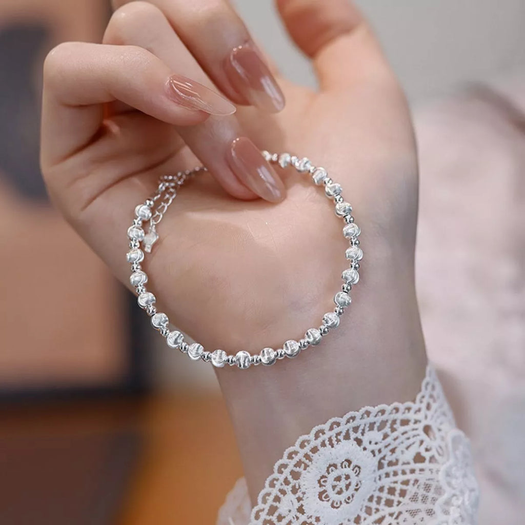 925 sterling silver beaded bracelet front view
