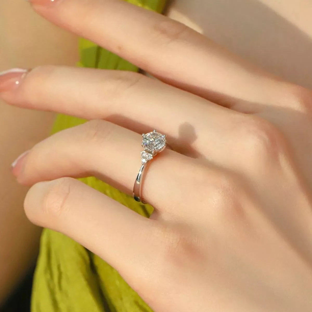 Moissanite ring setting detail