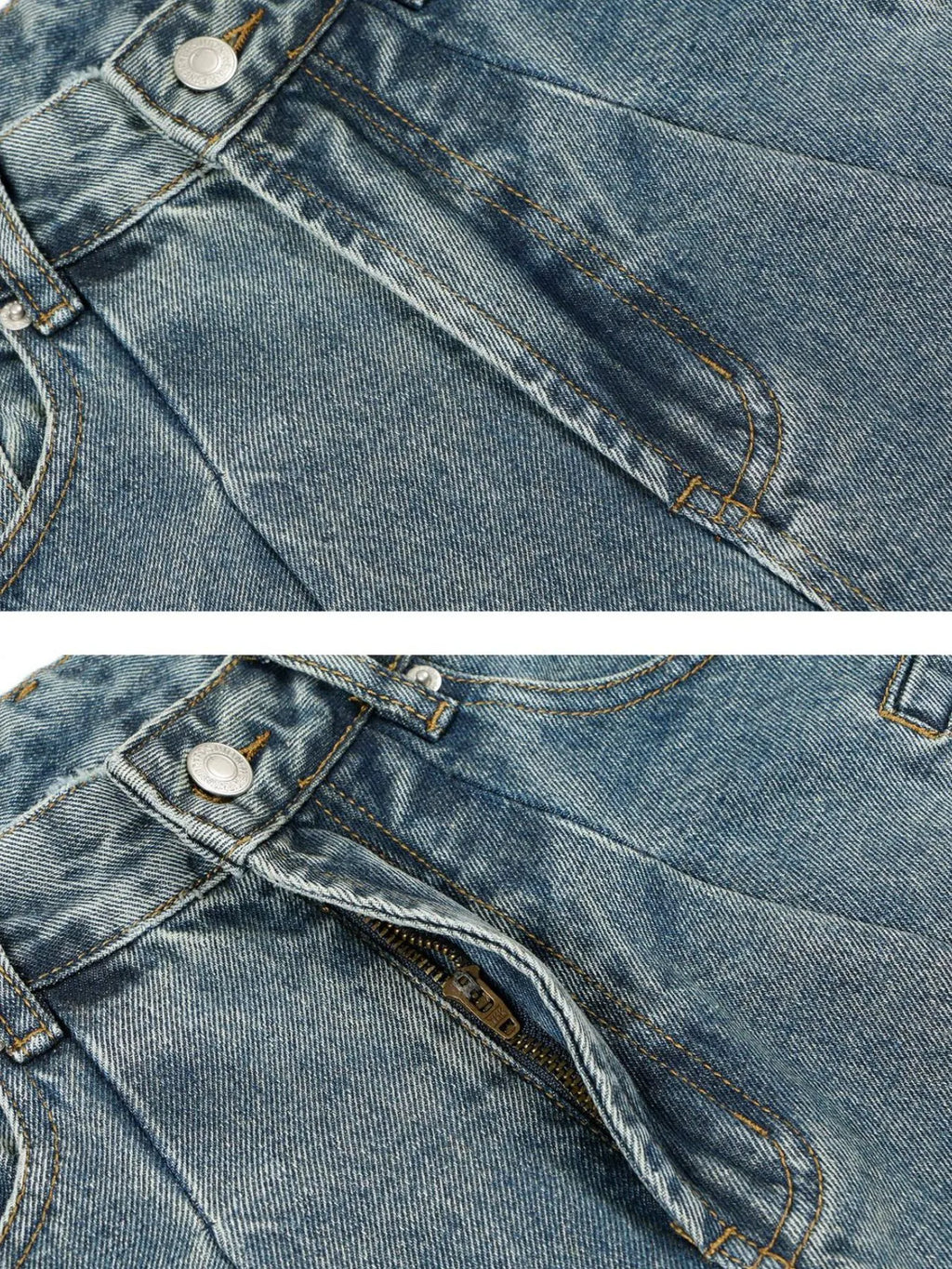 Mens wide leg jeans styled on model