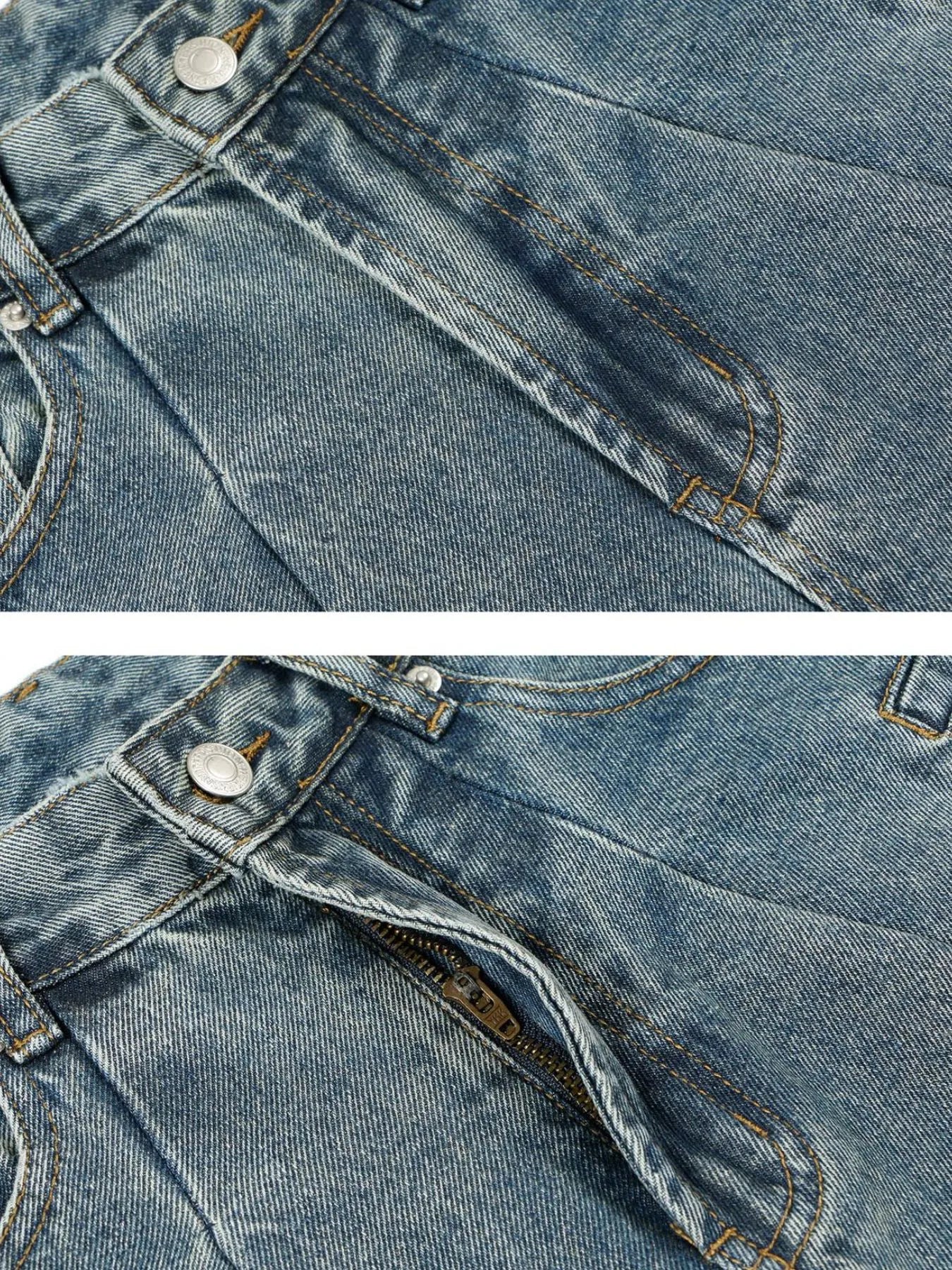 Mens wide leg jeans styled on model