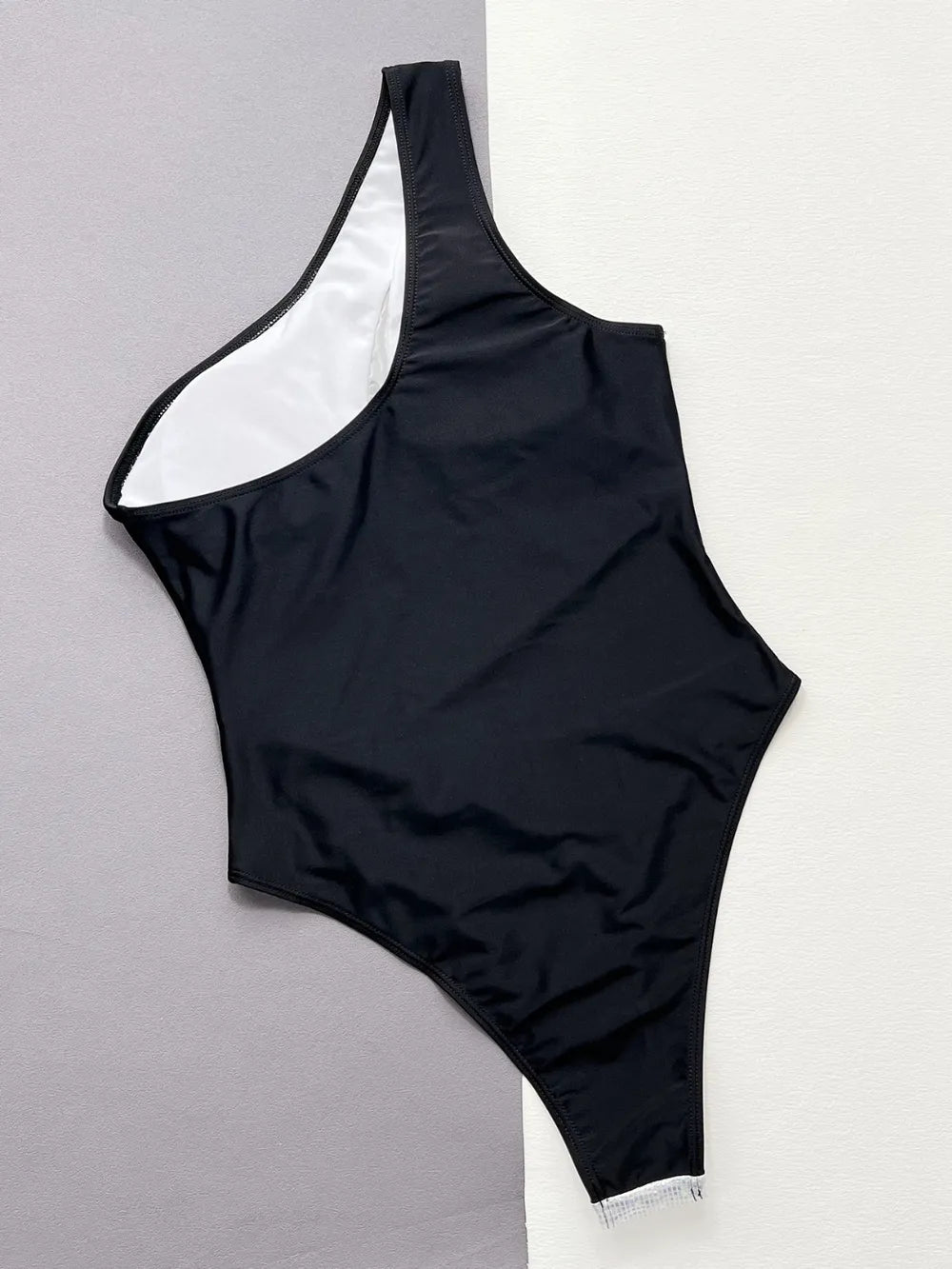Contrast panel swimsuit white colorway styled