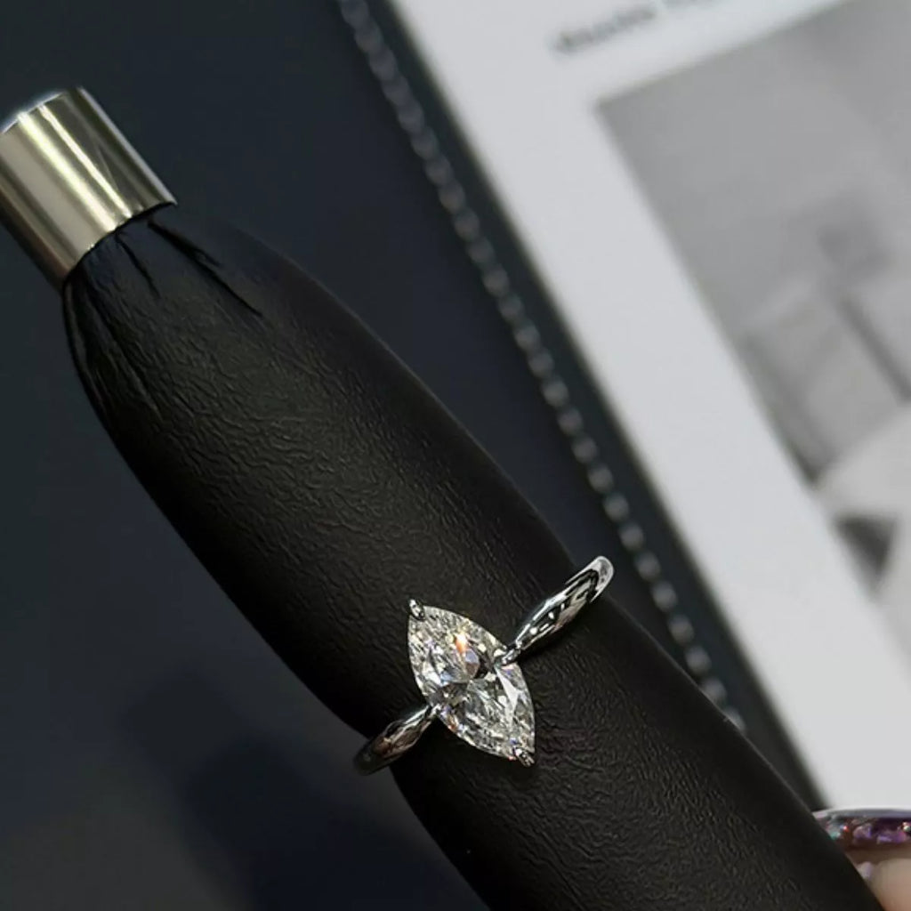 Moissanite solitaire ring side profile in 925 silver