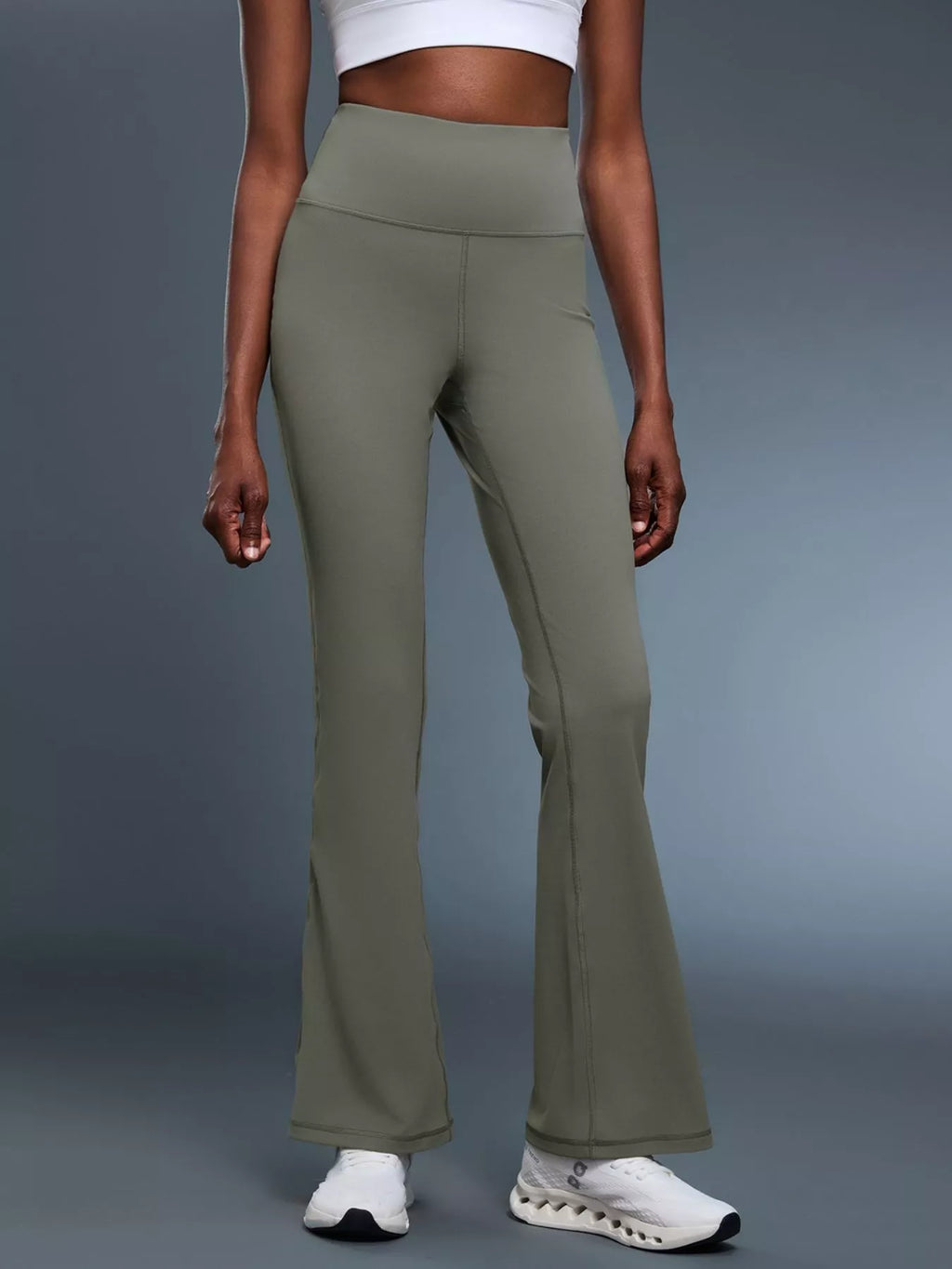 Bootcut yoga pants full length view