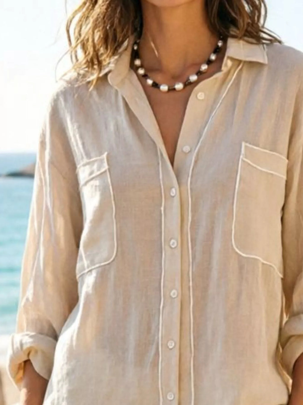 Long sleeve button up shirt in black