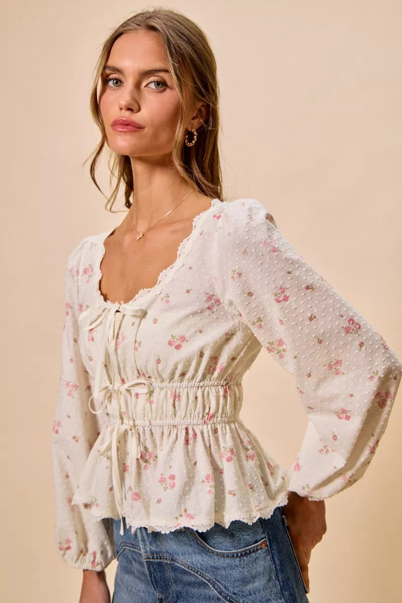 White lace trim blouse styled for summer