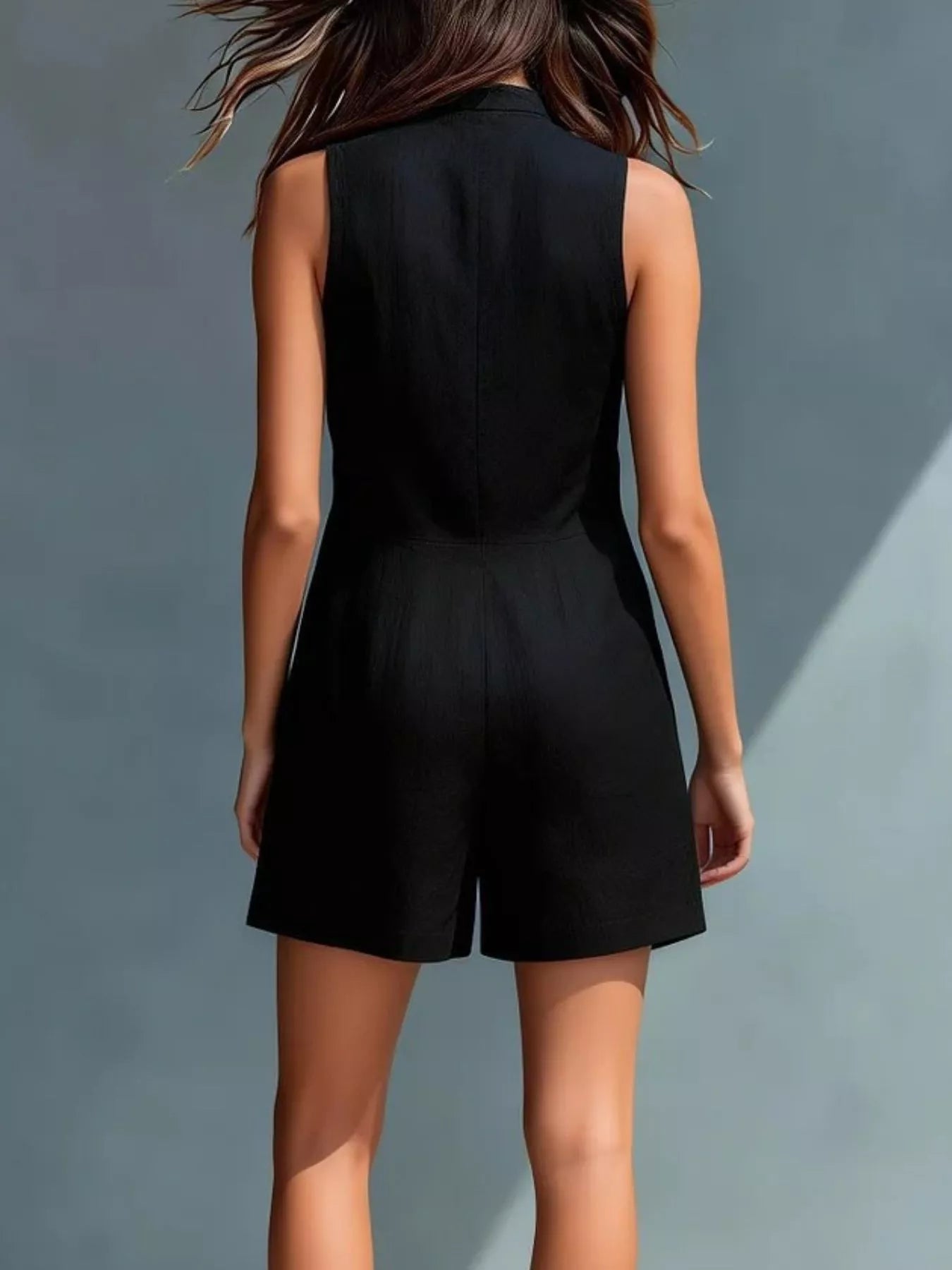 Button front romper side view