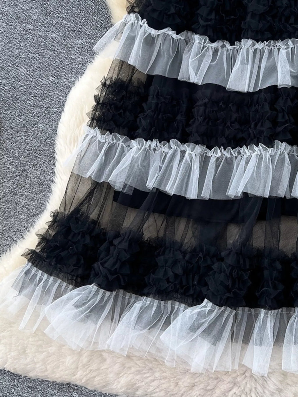 Tiered ruffle tulle skirt complete outfit view