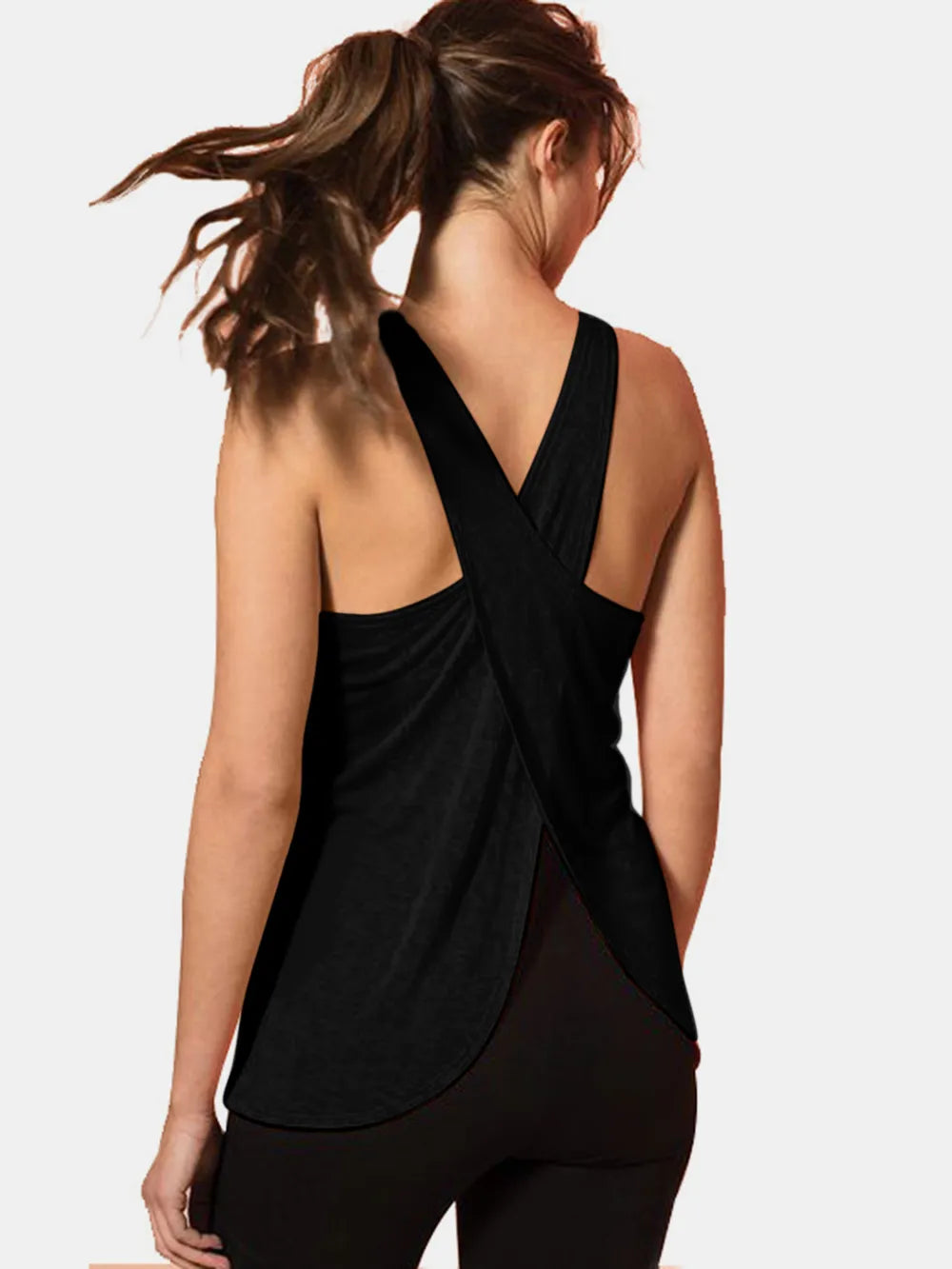 Crisscross back active tank close up detail