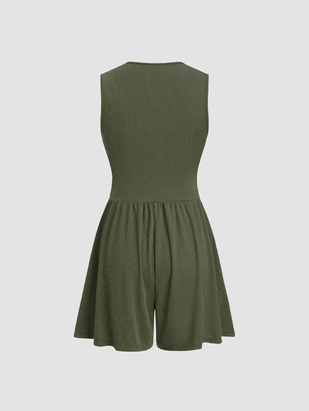 Sleeveless romper close up of stretch fabric