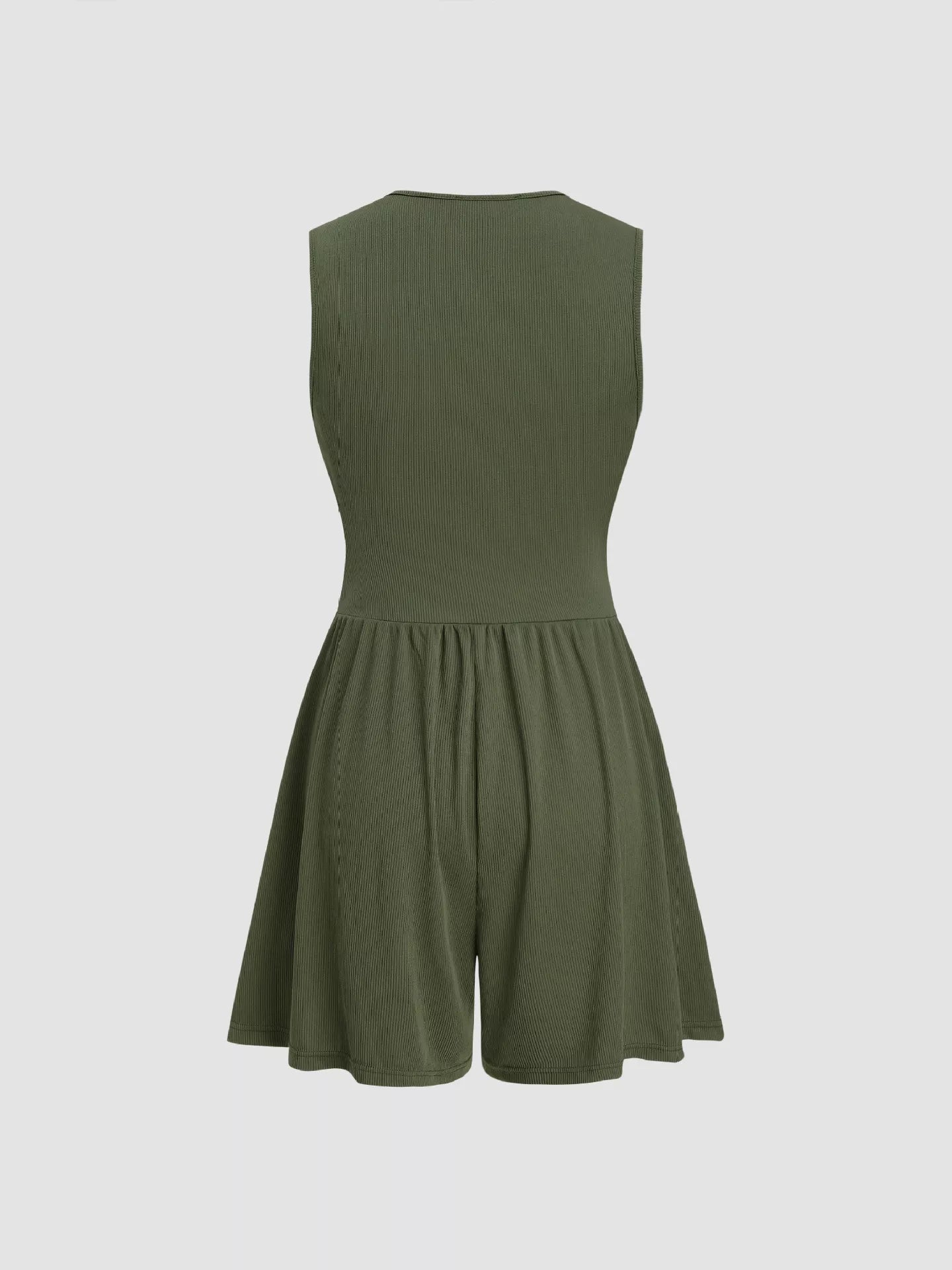 Sleeveless romper close up of stretch fabric