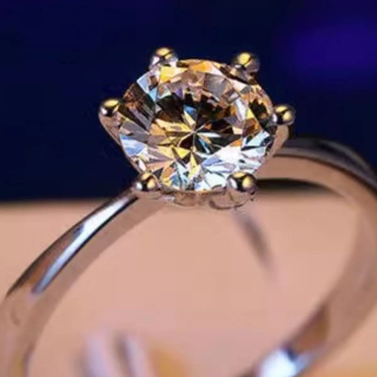 Large moissanite center stone close up detail