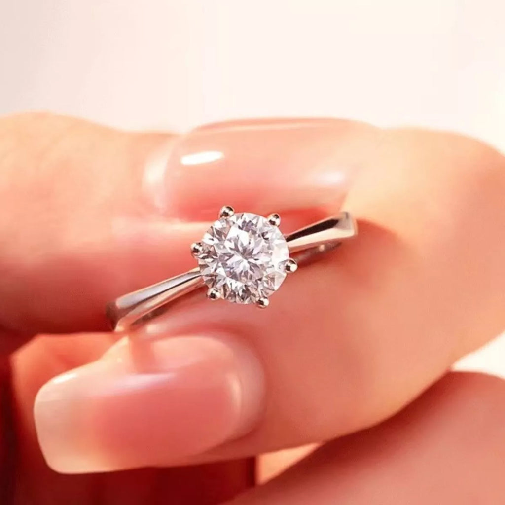 5 carat moissanite ring in 925 sterling silver front view