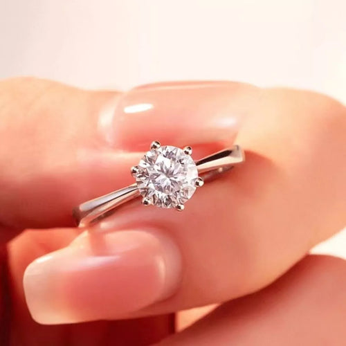 5 carat moissanite ring in 925 sterling silver front view