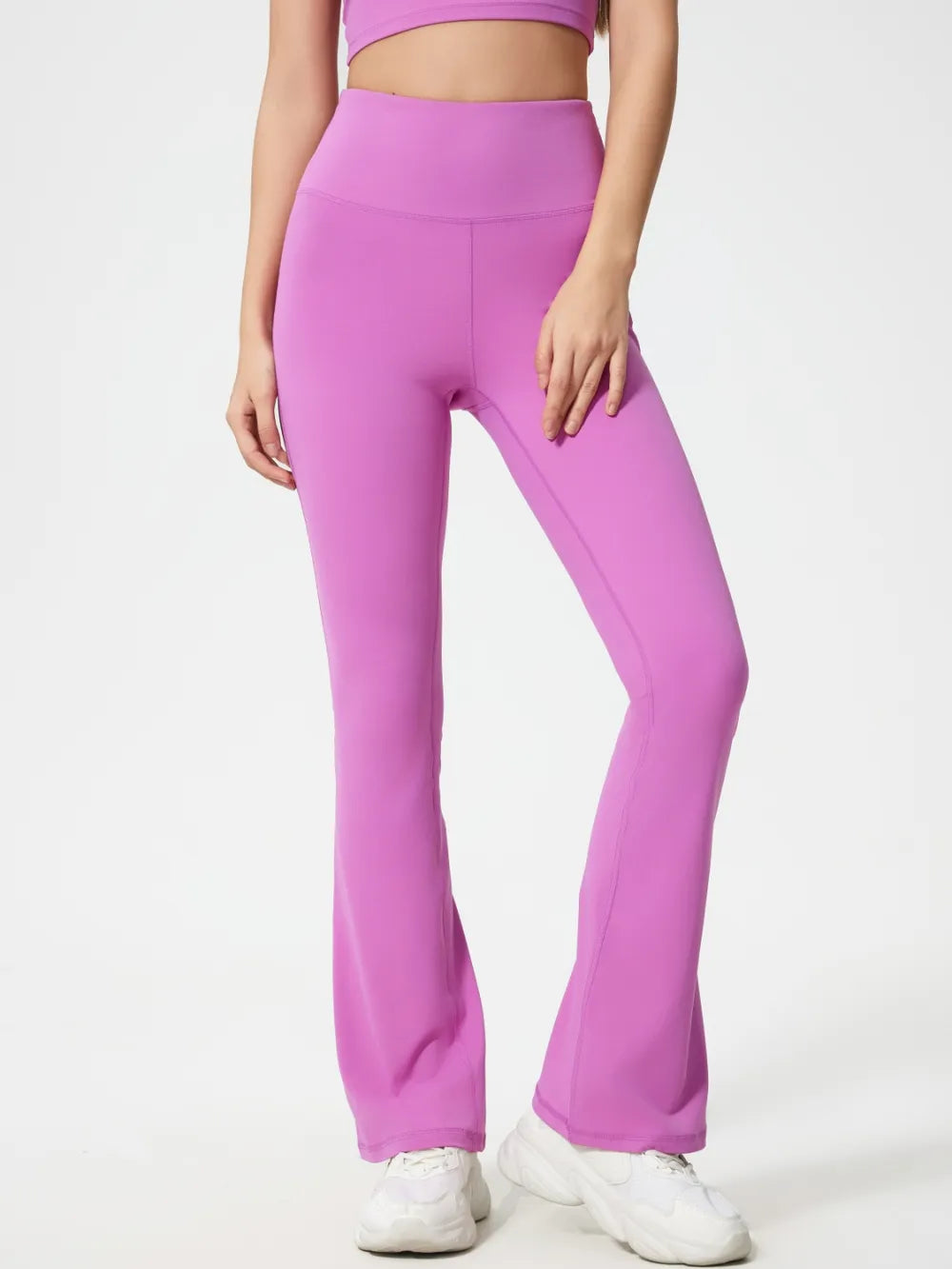 Light blue active pants side view on model