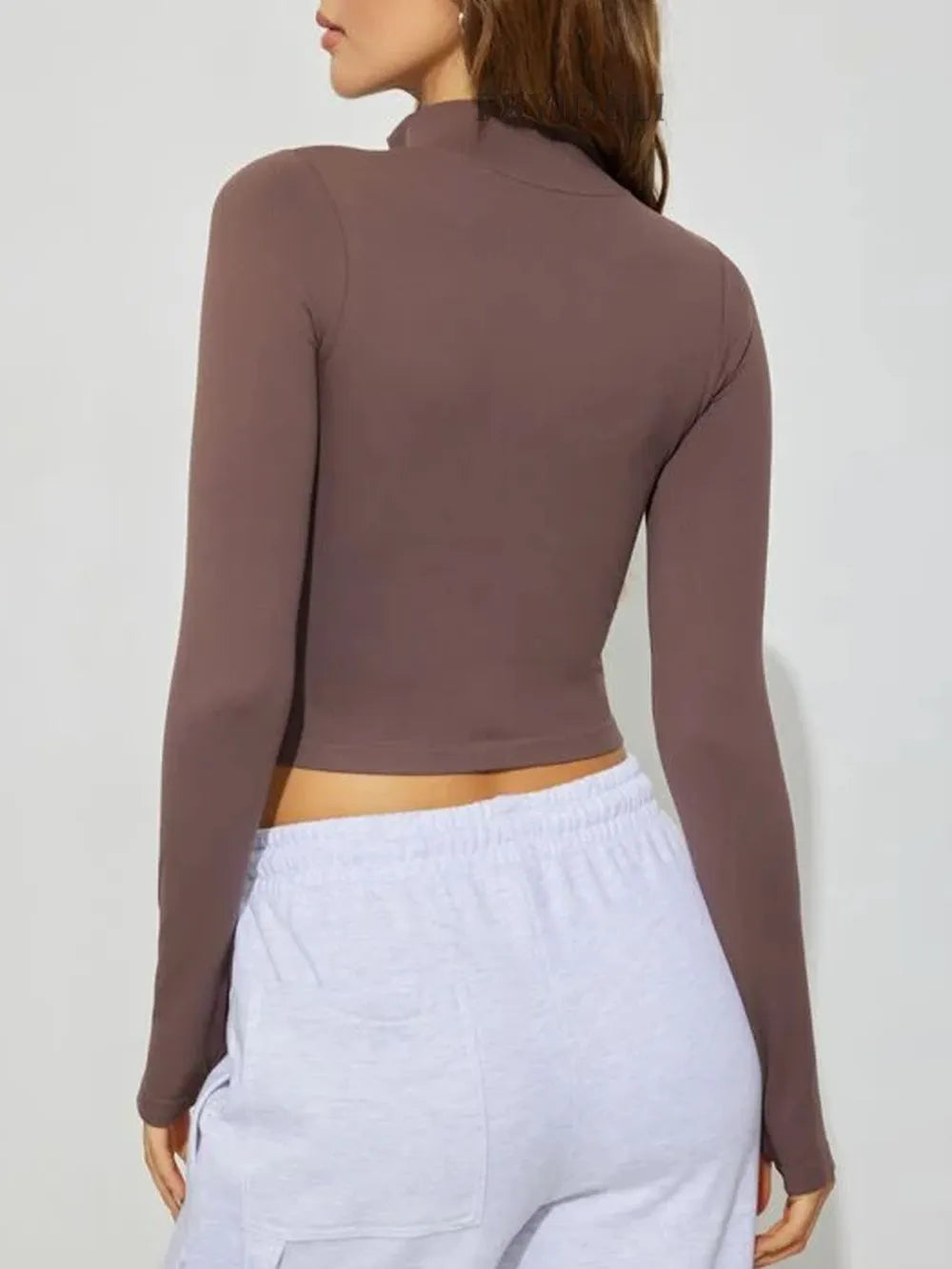 Zip up long sleeve activewear jacket back view