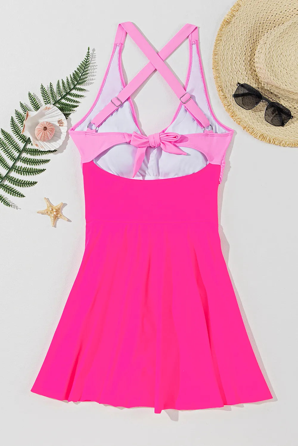 Hot pink one piece swimsuit side view