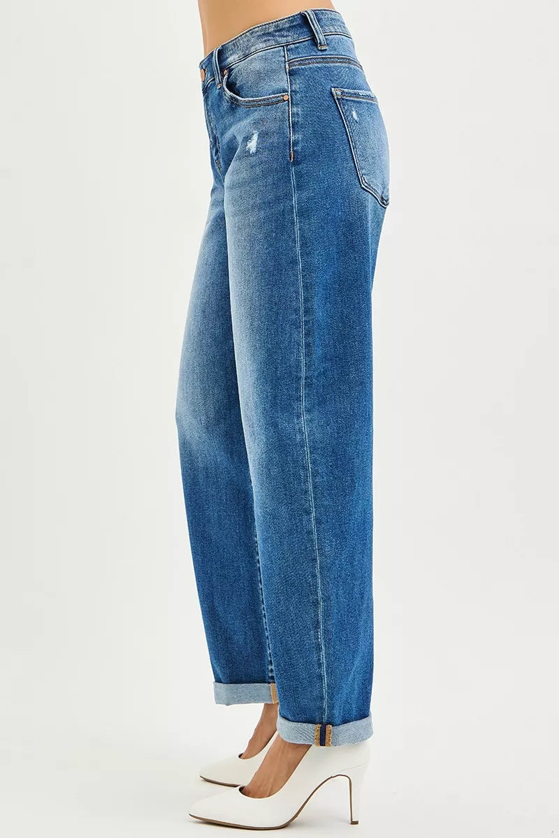 RISEN jeans double roll up cuff detail