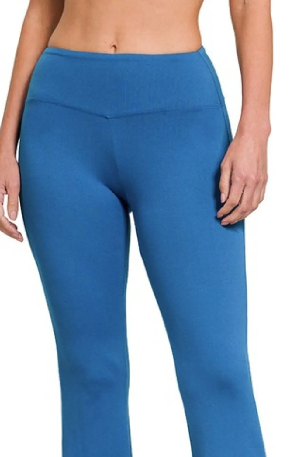 High waist tummy control yoga pants detail of seamless waistband