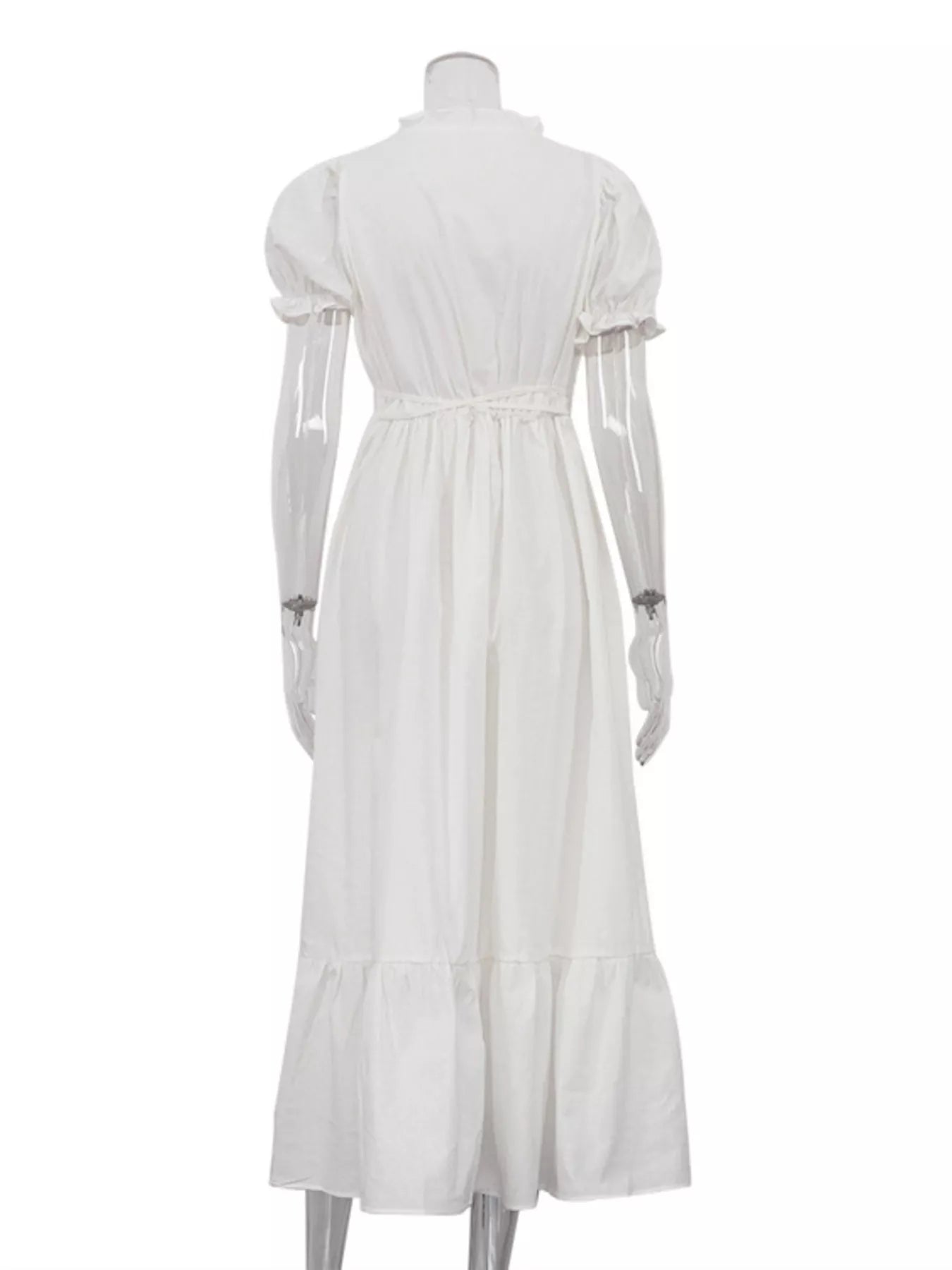 Tie waist maxi dress full length view
