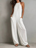 Sleeveless wide leg jumpsuit front view
