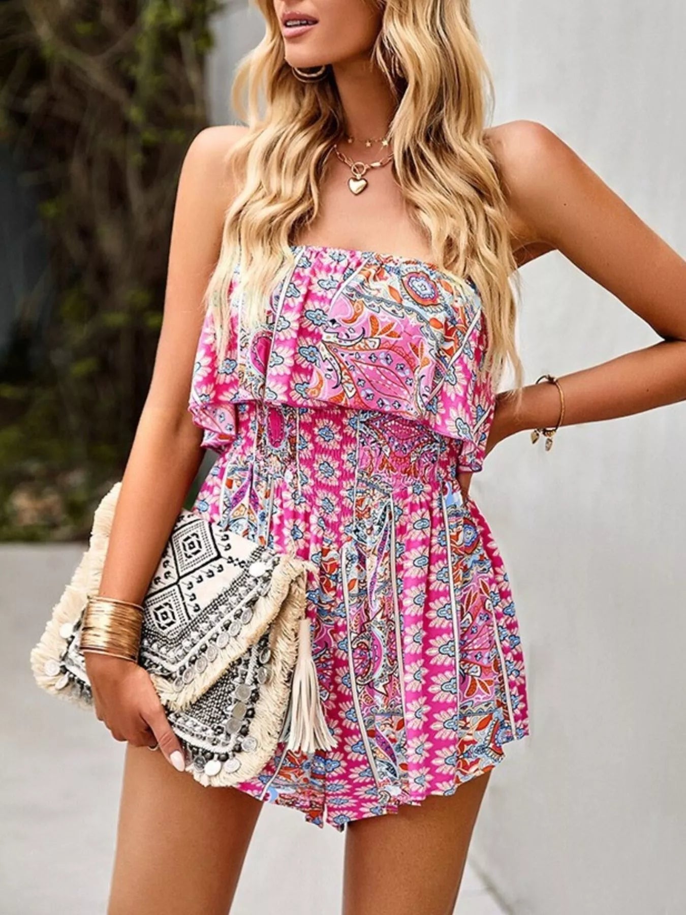 Womens printed romper summer styled look