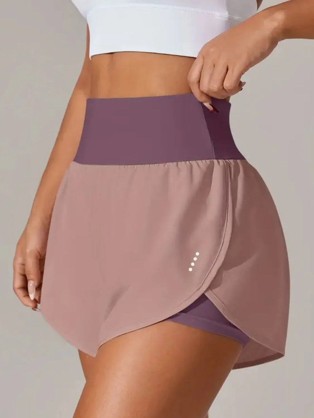 Dark gray high waist workout shorts side view