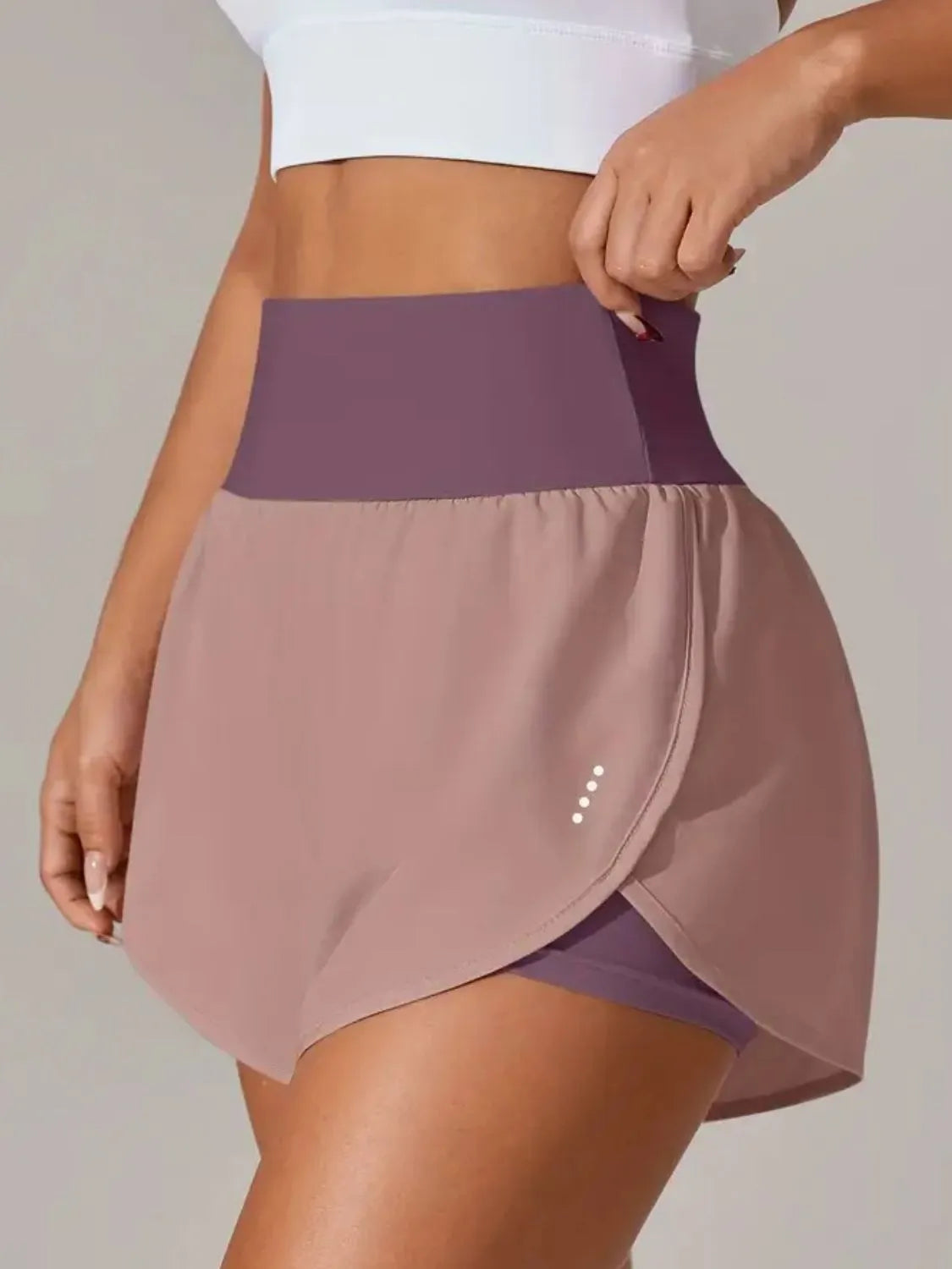 Dark gray high waist workout shorts side view