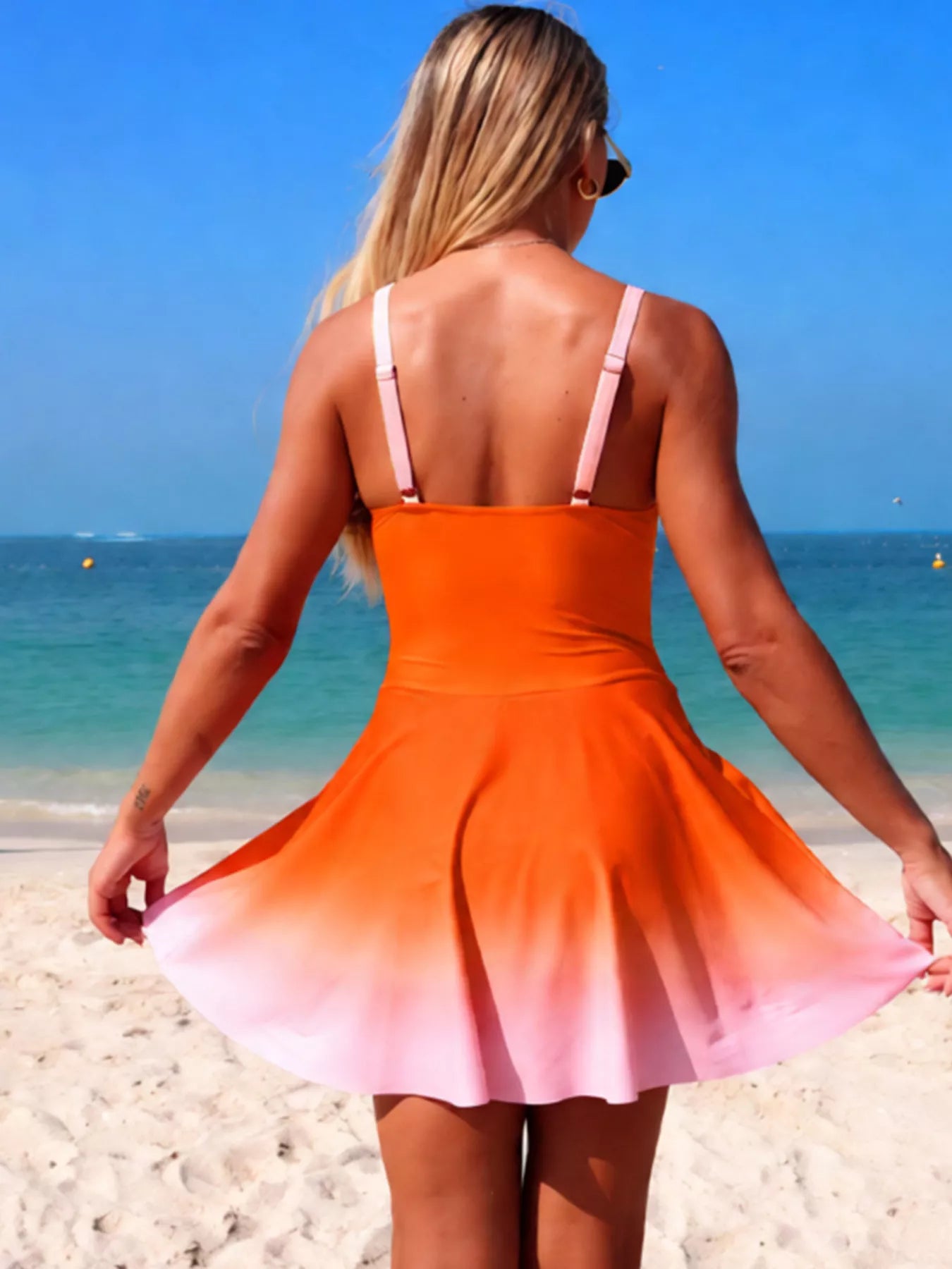 Womens gradient swimsuit full length view