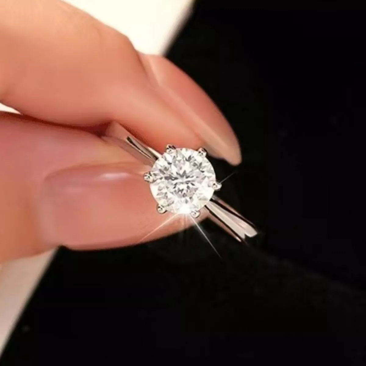 5 carat moissanite sterling silver ring side profile