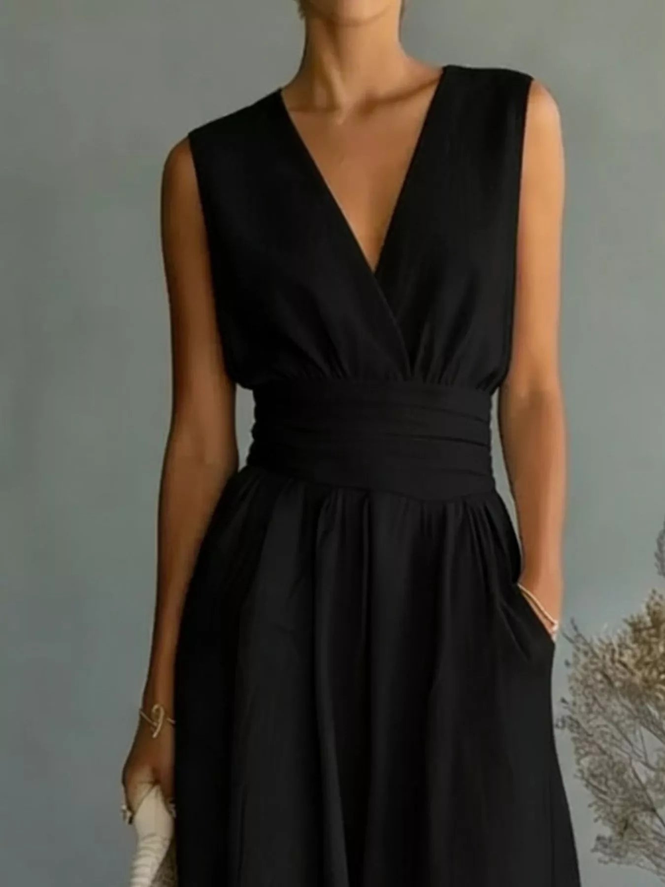 Sleeveless jumpsuit burgundy color view