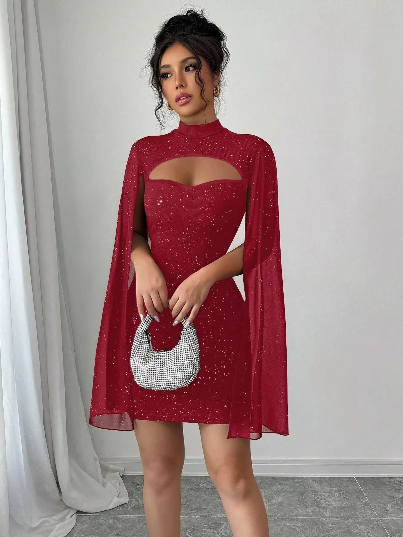 Cutout bodycon mini dress in red