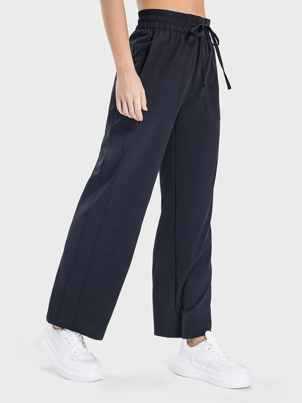 Active pants showing drawstring waist detail
