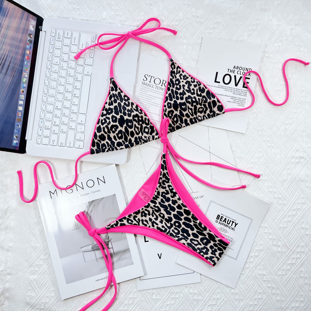 Leopard print bikini removable padding detail