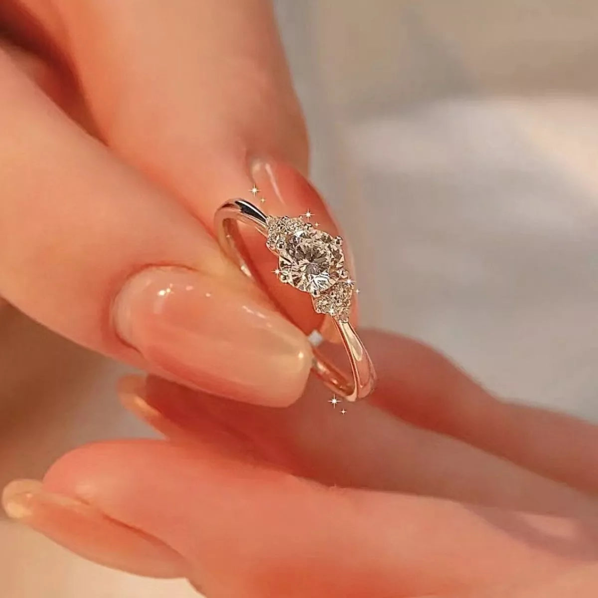 Sterling silver moissanite ring with gift box