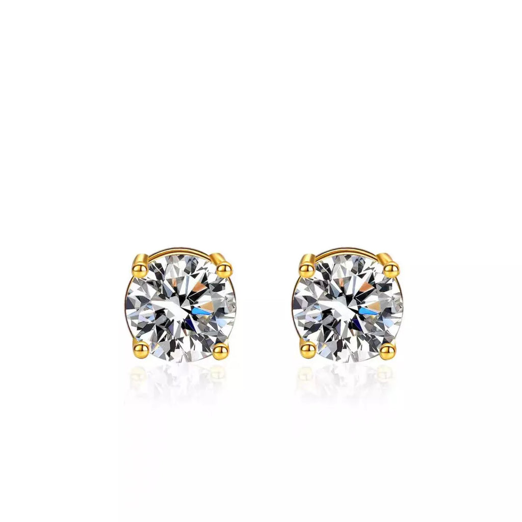 1 carat moissanite sterling silver stud earrings front view