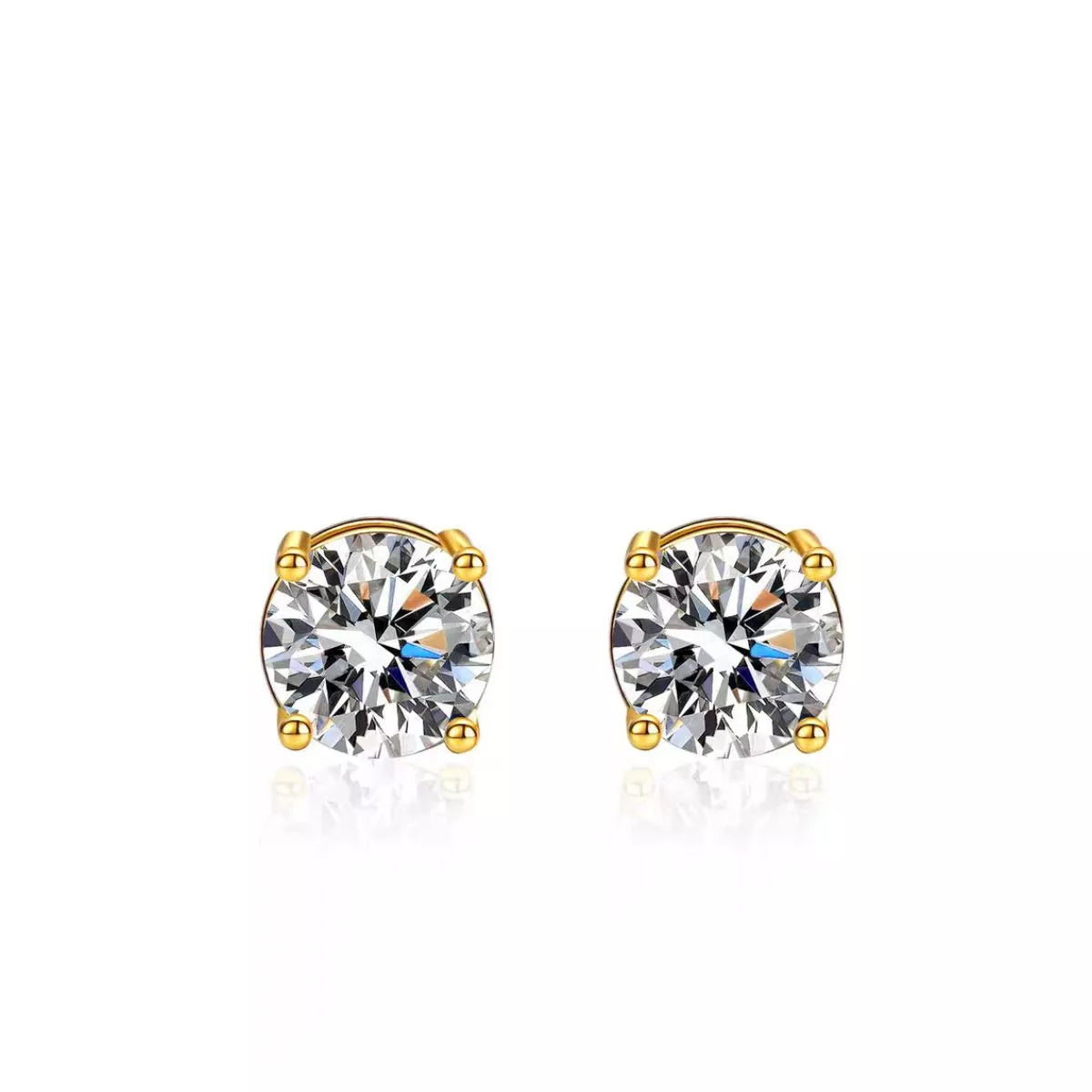 1 carat moissanite sterling silver stud earrings front view