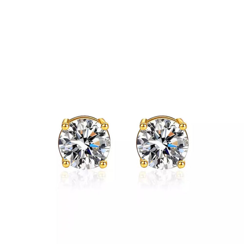1 carat moissanite sterling silver stud earrings front view