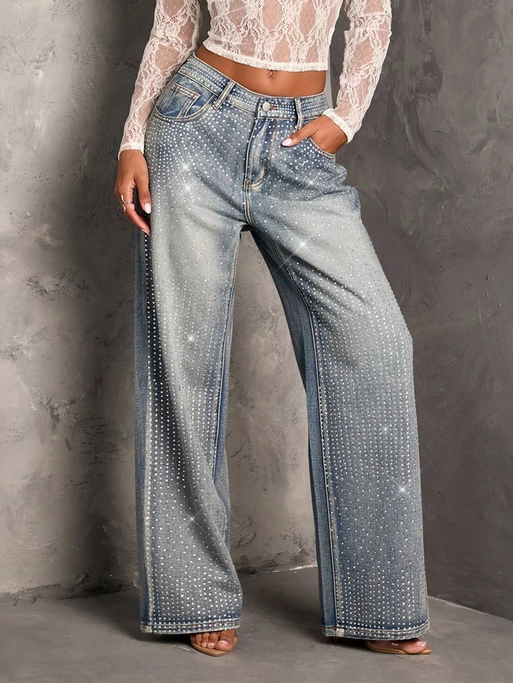 Rhinestone jeans back view