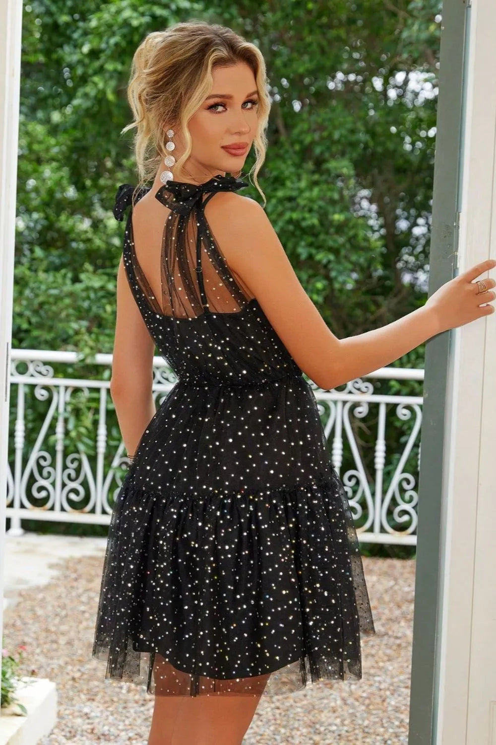 Mini cami dress styled on model full length