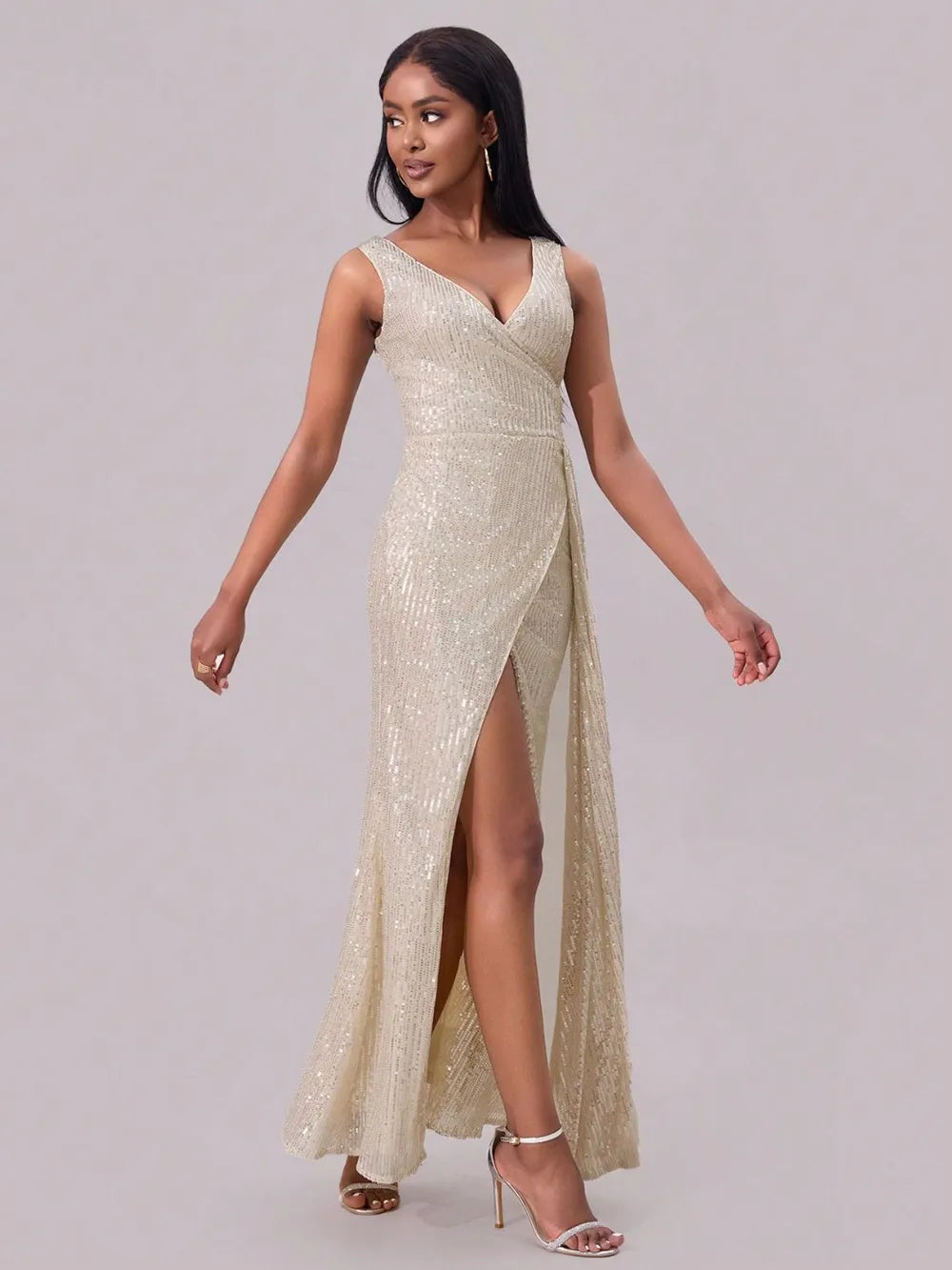 Sequin surplice maxi dress back view