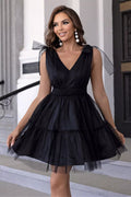 V neck mesh dress front view