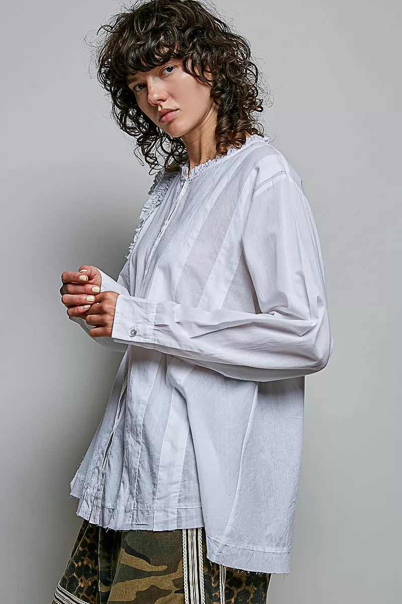 Woven cotton shirt side view