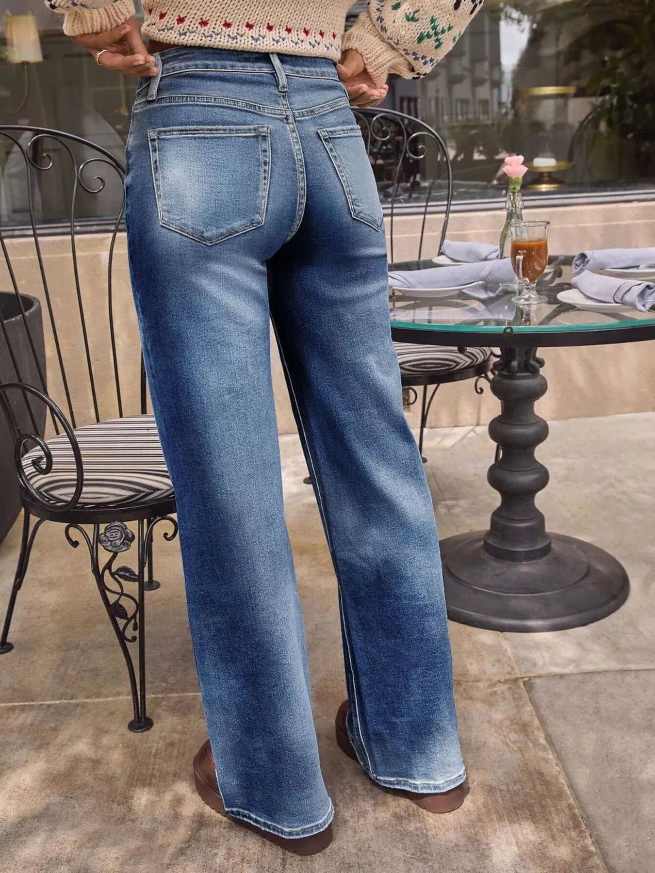 Washed jeans styled casual outfit view
