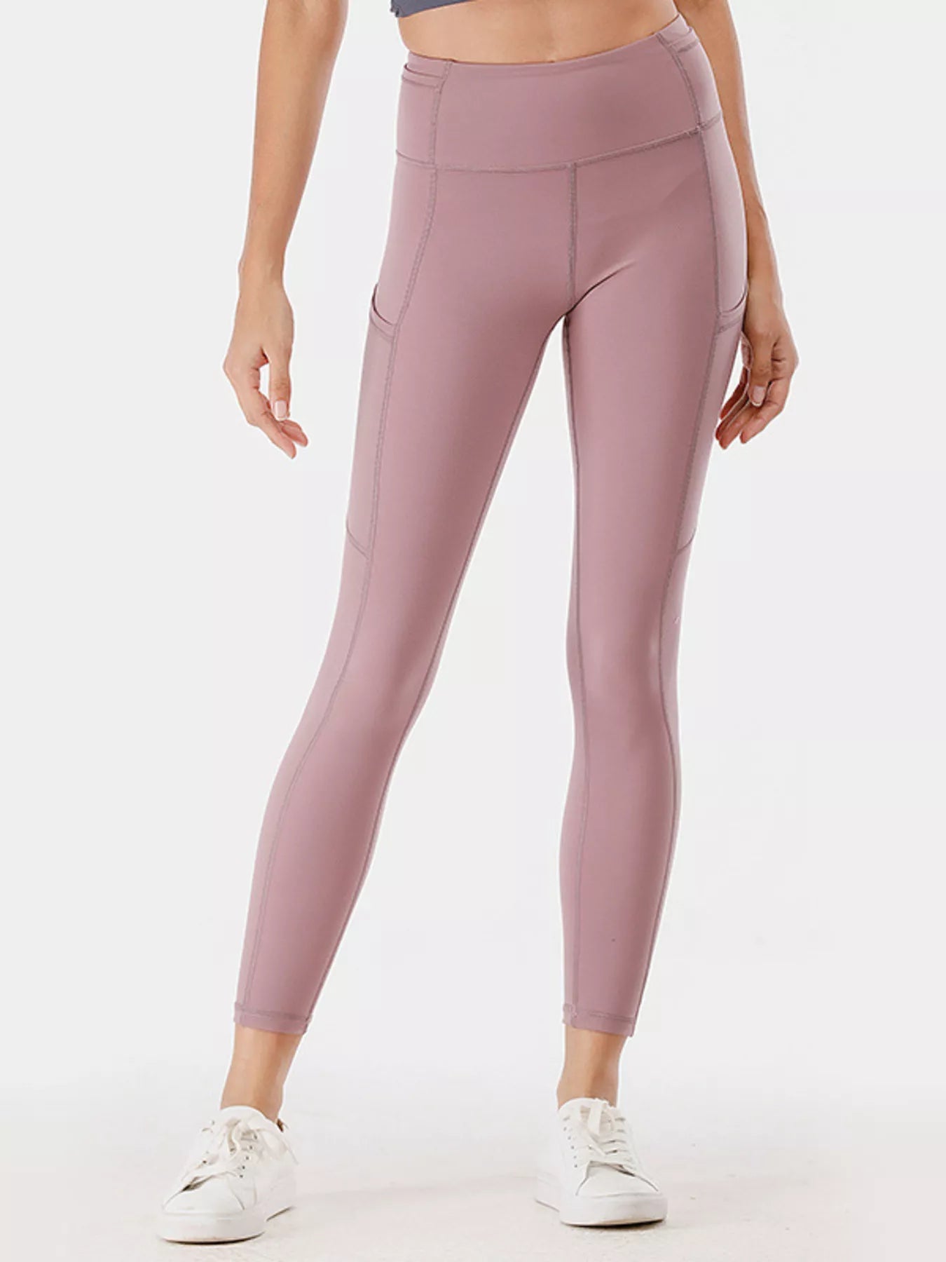 Olive high waisted active leggings model