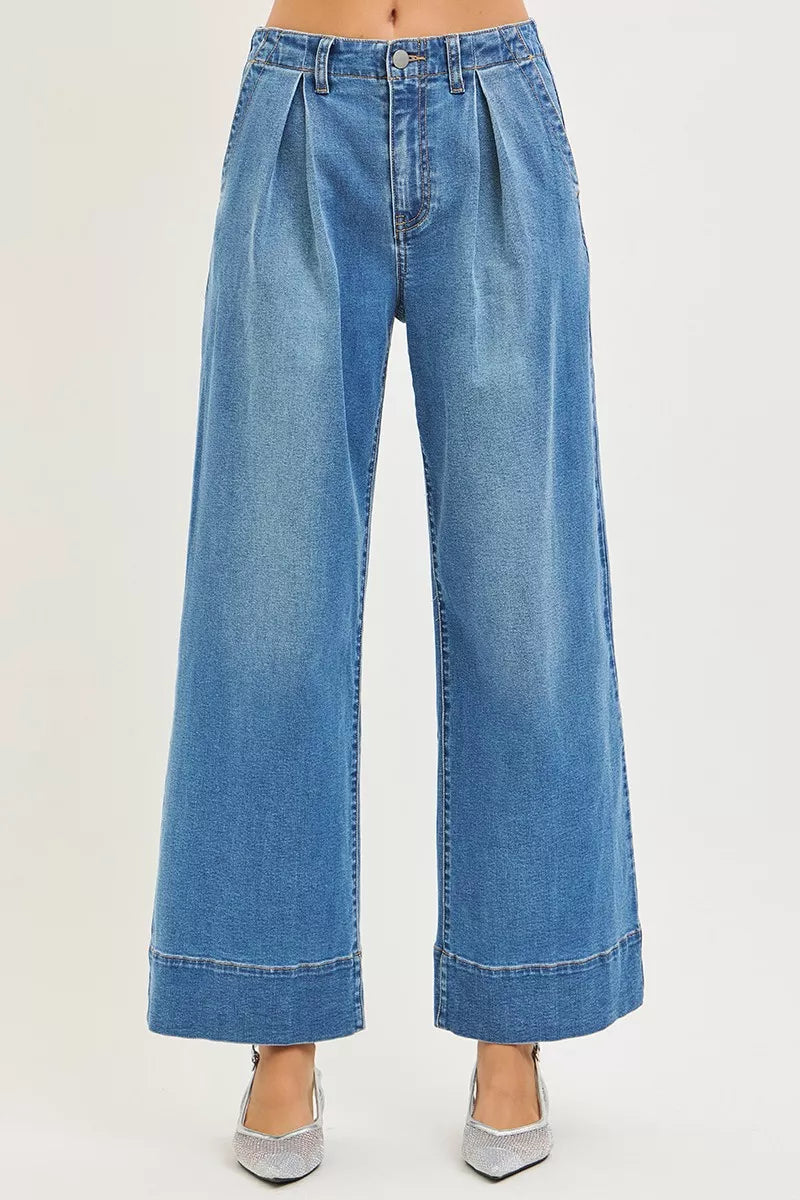 Front pleat detail on RISEN slouchy jeans