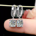 1 carat moissanite sterling silver drop earrings front view